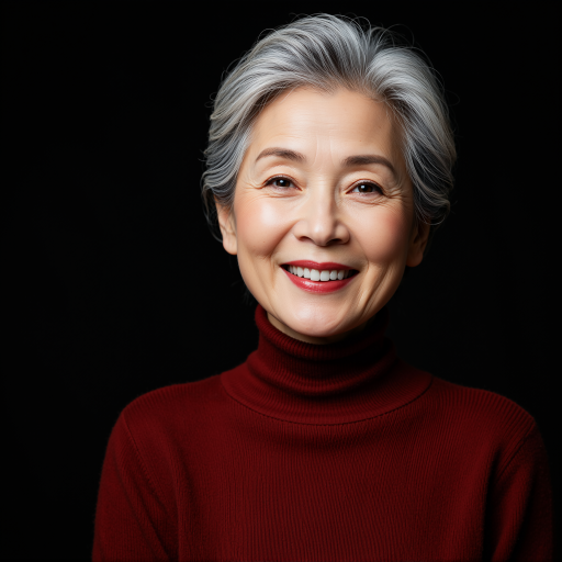 女教练头像，五十岁左右中年女性，短发盘起，身穿中式练功服，面带温和笑容